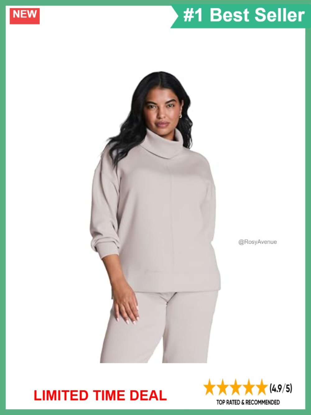 SPANX AirEssentials Turtleneck Tunic Fine Knit Relaxed Fit Long Sleeve